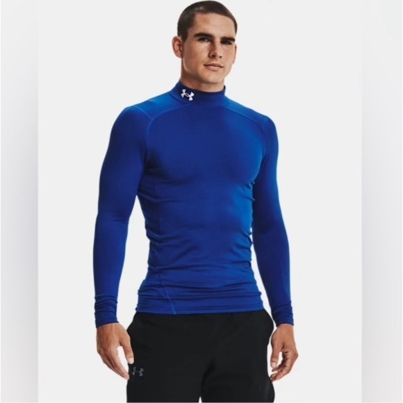 UA cold gear mock-neck long-sleeve XXL winter thermal work construction blue - Picture 1 of 3